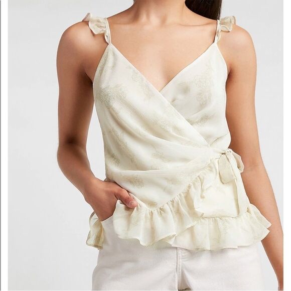 Express Floral Ruffle Wrap Tank Chiffon Floral Print XS NWOT - Picture 1 of 11